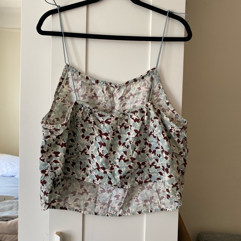 ROUTE RT 66 SPAGHETTI STRAP FLORAL BROWN GREEN BLOUSE WOMEN - Size Large - Picture 2 of 5